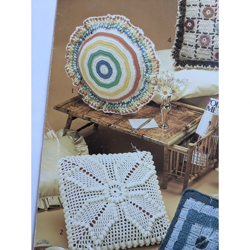 Vintage Leisure Arts Crocheted Pillows‎ Crochet Patterns Leaflet #282 6 Designs
